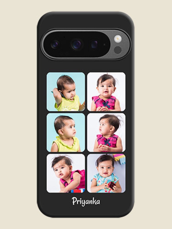 Custom Floral Art with 6 Image Holder on Photo On Space Black Custom Soft Matte Mobile Back Cover - Google Pixel 9 Pro 5G