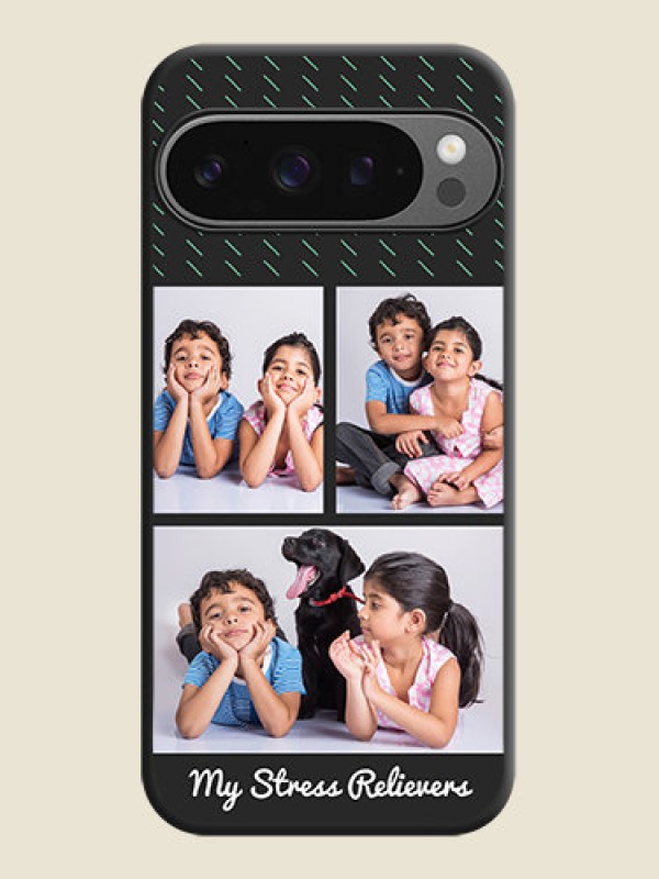 Custom Cross Dotted Pattern with 2 Image Holder On Space Black Custom Soft Matte Mobile Back Cover - Google Pixel 9 Pro 5G