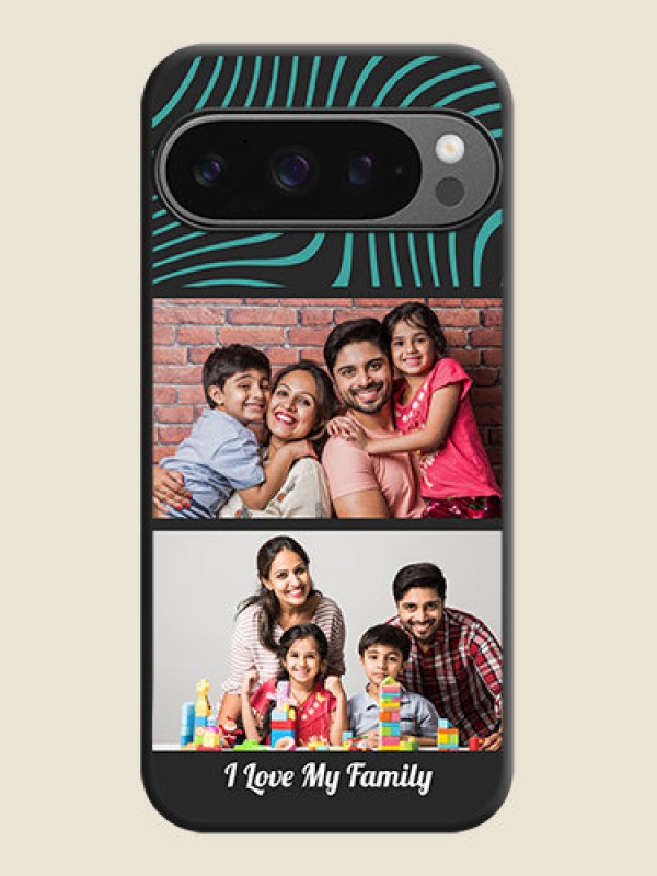 Custom Wave Pattern with 2 Image Holder On Space Black Custom Soft Matte Mobile Back Cover - Google Pixel 9 Pro 5G