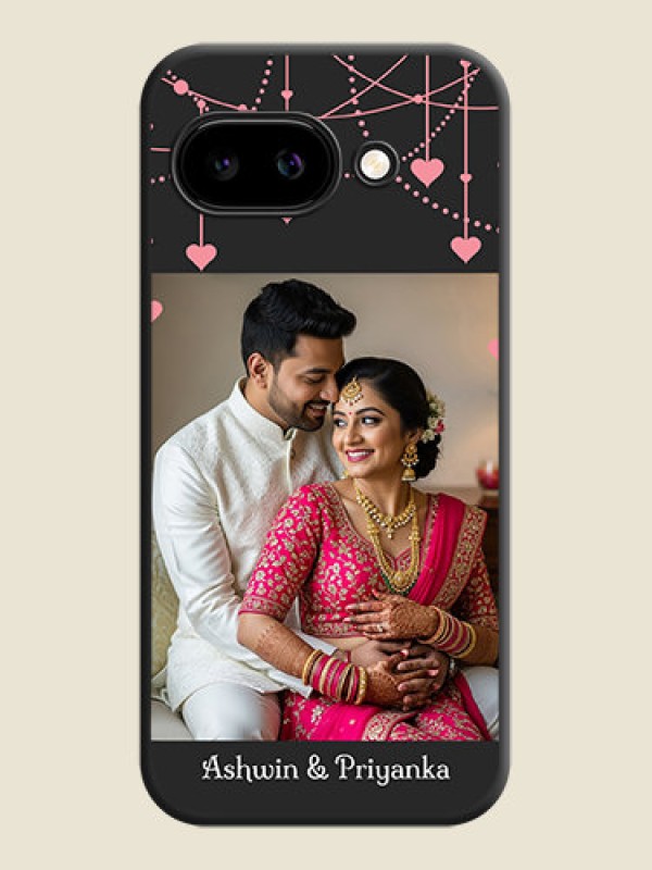 Custom Pink Love Hangings with Text On Space Black Custom Soft Matte Mobile Back Cover - Google Pixel 9A 5G
