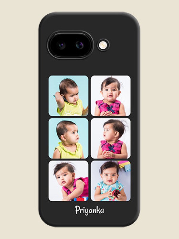 Custom Floral Art with 6 Image Holder on Photo On Space Black Custom Soft Matte Mobile Back Cover - Google Pixel 9A 5G