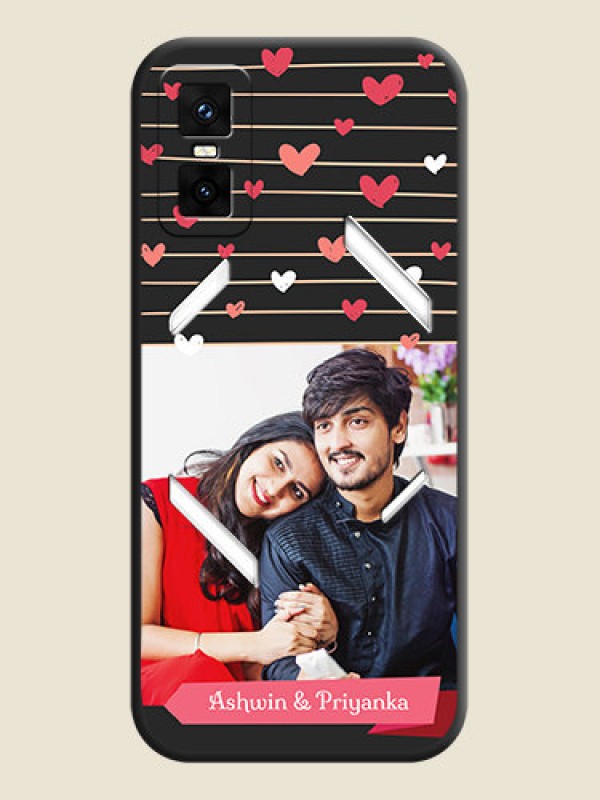 Custom Love Pattern with Name on Pink Ribbon on Photo On Space Black Custom Soft Matte Mobile Back Cover - Infinix GT 30 Pro 5G