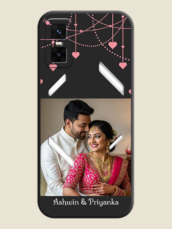 Custom Pink Love Hangings with Text On Space Black Custom Soft Matte Mobile Back Cover - Infinix GT 30 Pro 5G
