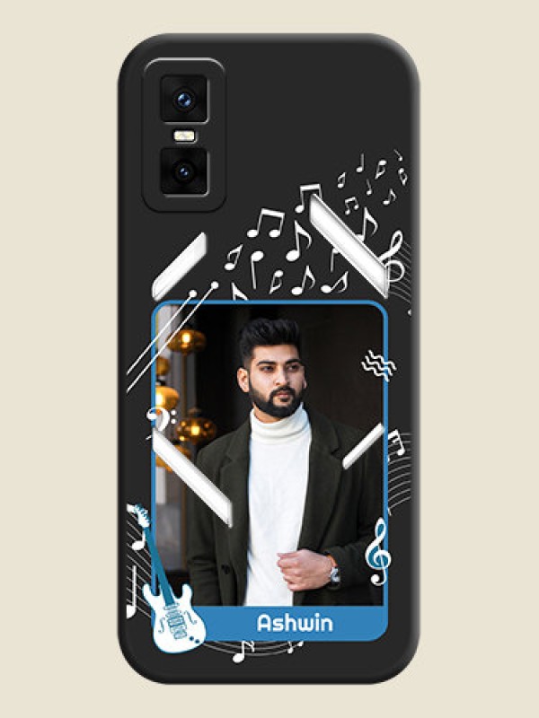 Custom Musical Theme Design with Text on Photo On Space Black Custom Soft Matte Mobile Back Cover - Infinix GT 30 Pro 5G