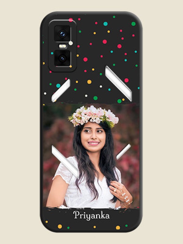 Custom Multicolor Dotted Pattern with Text On Space Black Custom Soft Matte Mobile Back Cover - Infinix GT 30 Pro 5G