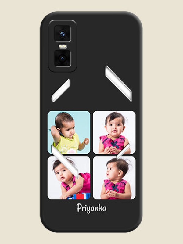 Custom Floral Art with 6 Image Holder on Photo On Space Black Custom Soft Matte Mobile Back Cover - Infinix GT 30 Pro 5G
