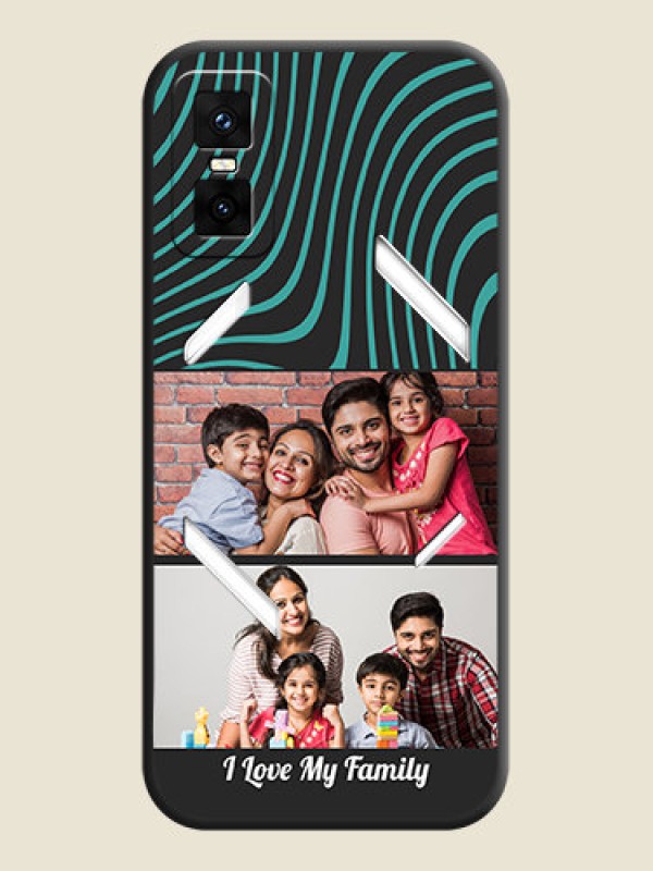 Custom Wave Pattern with 2 Image Holder On Space Black Custom Soft Matte Mobile Back Cover - Infinix GT 30 Pro 5G