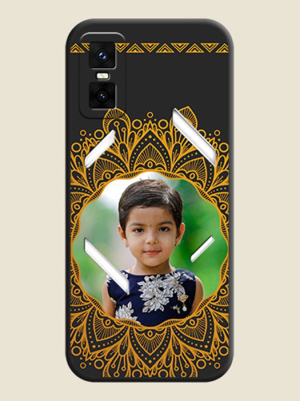 Custom Round Image with Floral Design On Space Black Custom Soft Matte Mobile Back Cover - Infinix GT 30 Pro 5G