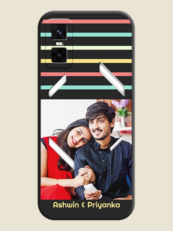 Custom Color Stripes with Photo and Text on Photo On Space Black Custom Soft Matte Mobile Back Cover - Infinix GT 30 Pro 5G
