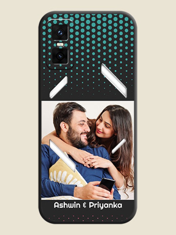 Custom Faded Dots with Grunge Photo Frame and Text On Space Black Custom Soft Matte Mobile Back Cover - Infinix GT 30 Pro 5G