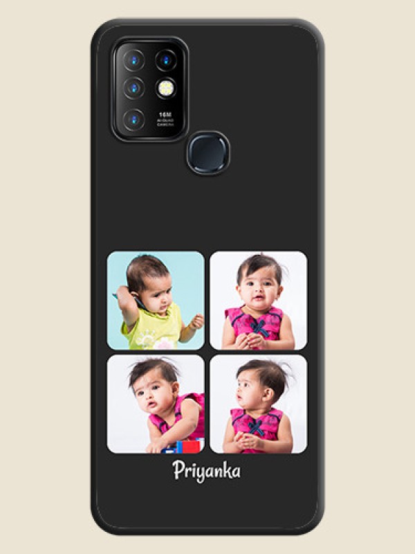 Custom Floral Art with 6 Image Holder on Photo on Space Black Soft Matte Mobile Case - Infinix Hot 10