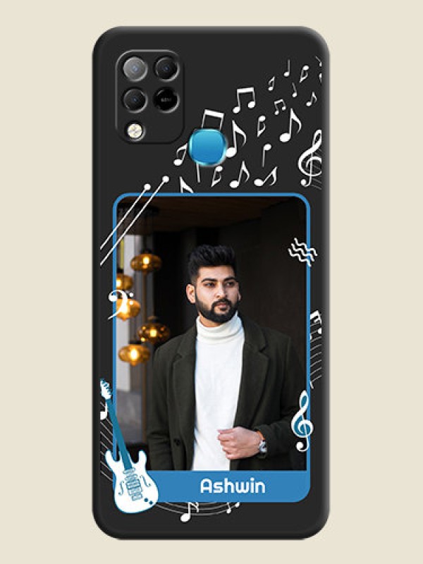 Custom Musical Theme Design with Text on Photo on Space Black Soft Matte Mobile Case - Infinix Hot 10s