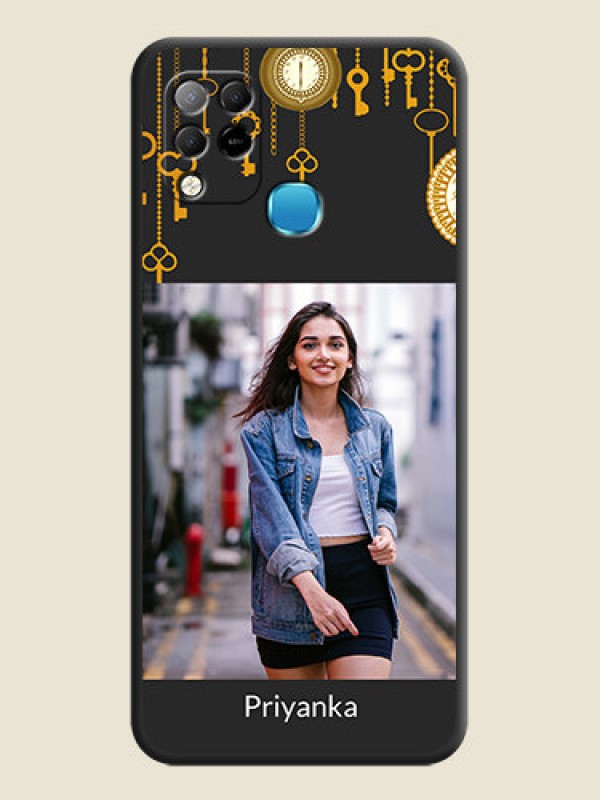 Custom Decorative Design with Text on Space Black Custom Soft Matte Back Cover - Infinix Hot 10s