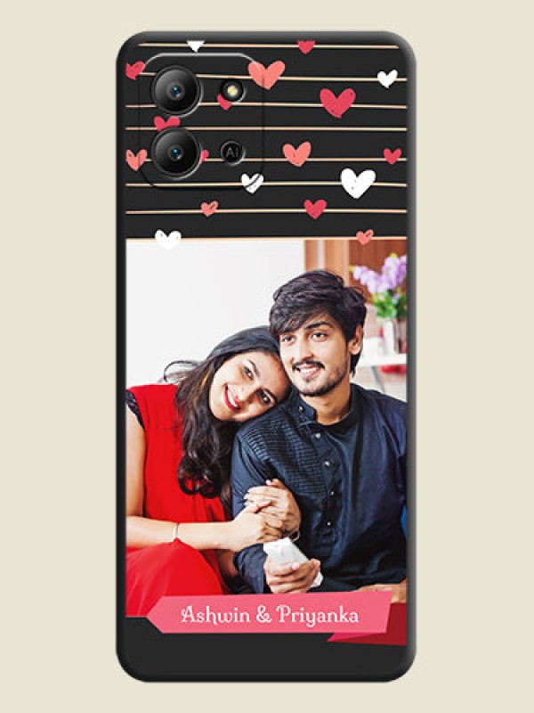 Custom Love Pattern with Name on Pink Ribbon on Photo On Space Black Custom Soft Matte Mobile Back Cover - Infinix Hot 11 2022