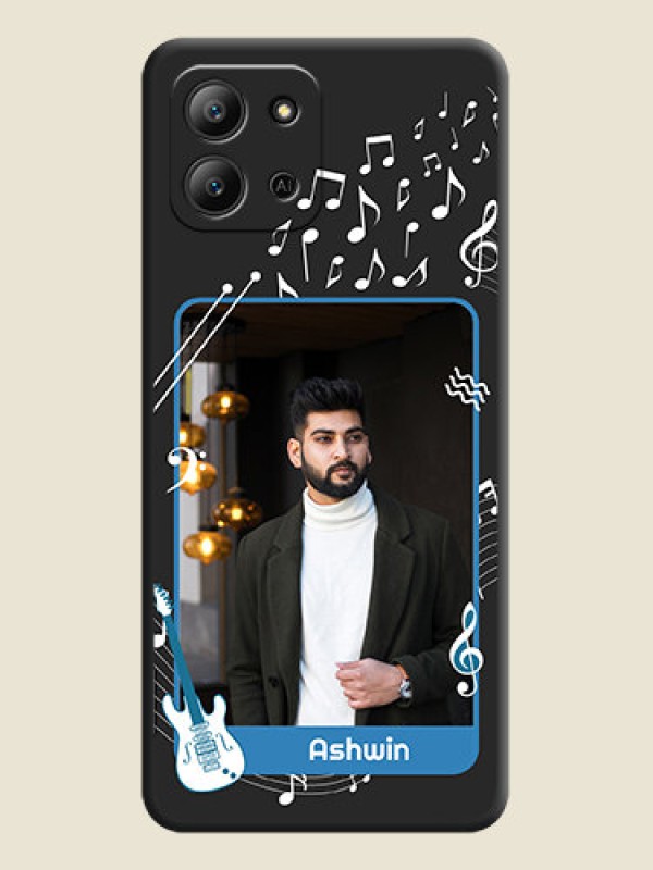 Custom Musical Theme Design with Text on Photo On Space Black Custom Soft Matte Mobile Back Cover - Infinix Hot 11 2022