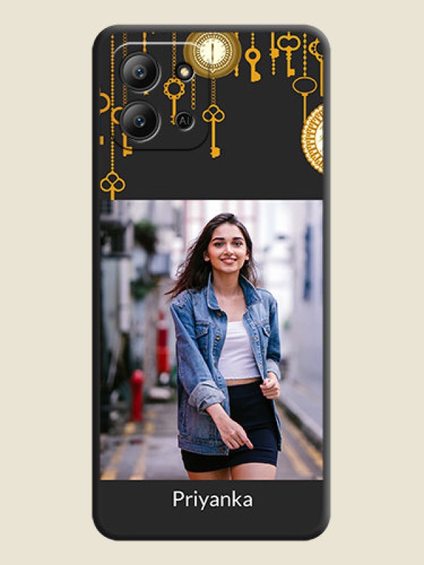 Custom Decorative Design with Text On Space Black Custom Soft Matte Mobile Back Cover - Infinix Hot 11 2022