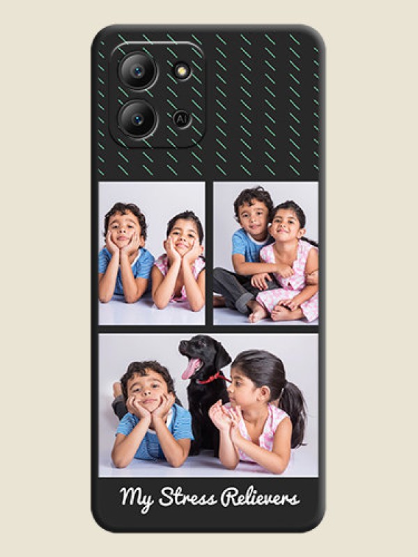Custom Cross Dotted Pattern with 2 Image Holder On Space Black Custom Soft Matte Mobile Back Cover - Infinix Hot 11 2022