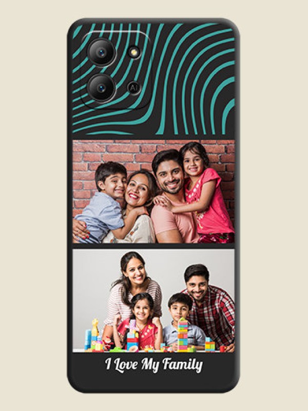 Custom Wave Pattern with 2 Image Holder On Space Black Custom Soft Matte Mobile Back Cover - Infinix Hot 11 2022