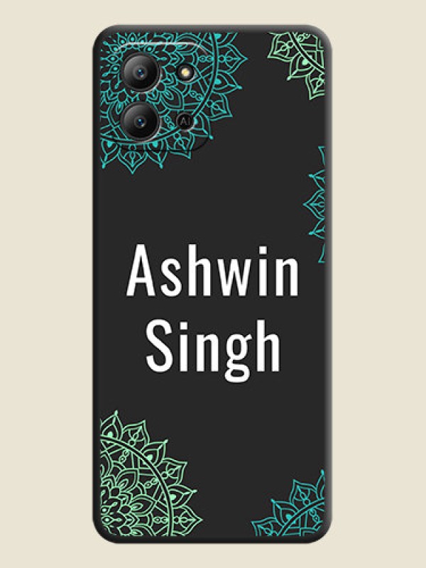 Custom Your Name with Floral Design On Space Black Custom Soft Matte Mobile Back Cover - Infinix Hot 11 2022