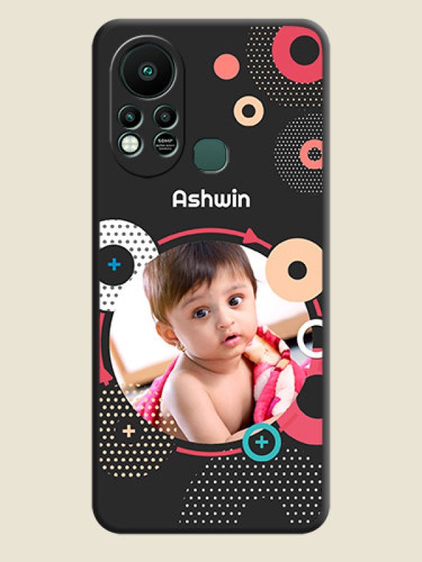Custom Multicoloured Round Image on Personalised Space Black Soft Matte Cases - Infinix Hot 11s