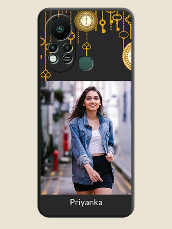 Custom Decorative Design with Text on Space Black Custom Soft Matte Back Cover - Infinix Hot 11s