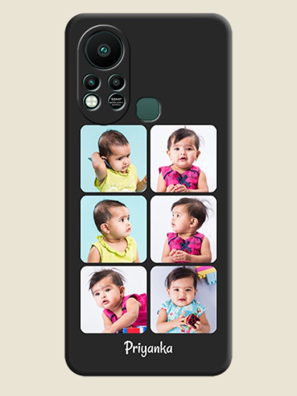 Custom Floral Art with 6 Image Holder on Photo on Space Black Soft Matte Mobile Case - Infinix Hot 11s