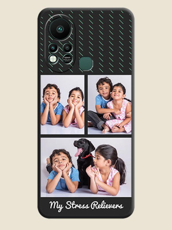 Custom Cross Dotted Pattern with 2 Image Holder on Personalised Space Black Soft Matte Cases - Infinix Hot 11s