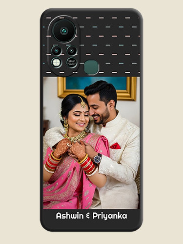 Custom Line Pattern Design with Text on Space Black Custom Soft Matte Phone Back Cover - Infinix Hot 11s