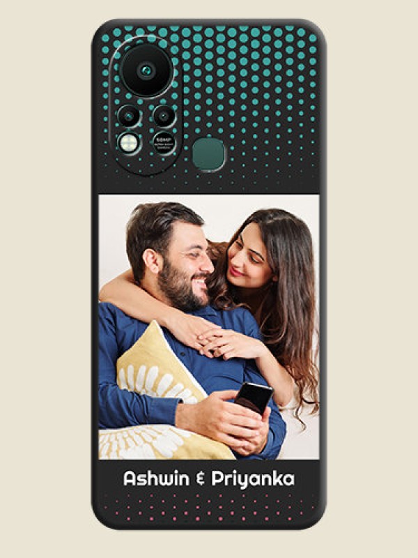 Custom Faded Dots with Grunge Photo Frame and Text on Space Black Custom Soft Matte Phone Cases - Infinix Hot 11s