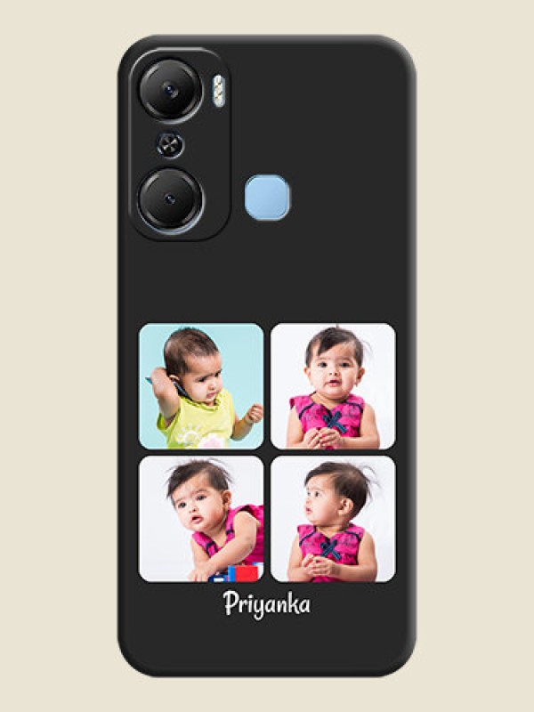 Custom Floral Art with 6 Image Holder - Photo on Space Black Soft Matte Mobile Case - Infinix Hot 12 Pro