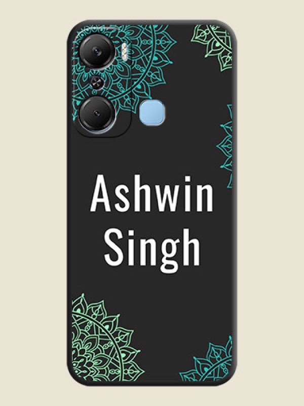 Custom Your Name with Floral Design on Space Black Custom Soft Matte Back Cover - Infinix Hot 12 Pro