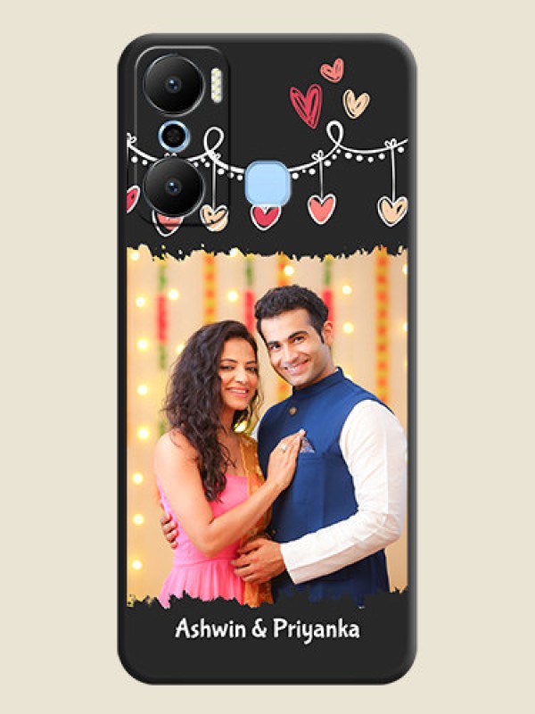 Custom Pink Love Hangings with Name on Space Black Custom Soft Matte Phone Cases - Infinix Hot 20 Play