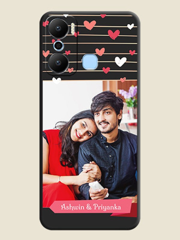 Custom Love Pattern with Name on Pink Ribbon - Photo on Space Black Soft Matte Back Cover - Infinix Hot 20 Play