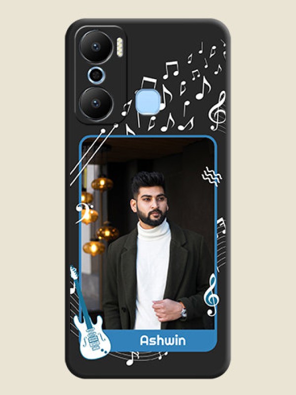 Custom Musical Theme Design with Text - Photo on Space Black Soft Matte Mobile Case - Infinix Hot 20 Play