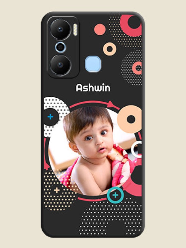 Custom Multicoloured Round Image on Personalised Space Black Soft Matte Cases - Infinix Hot 20 Play