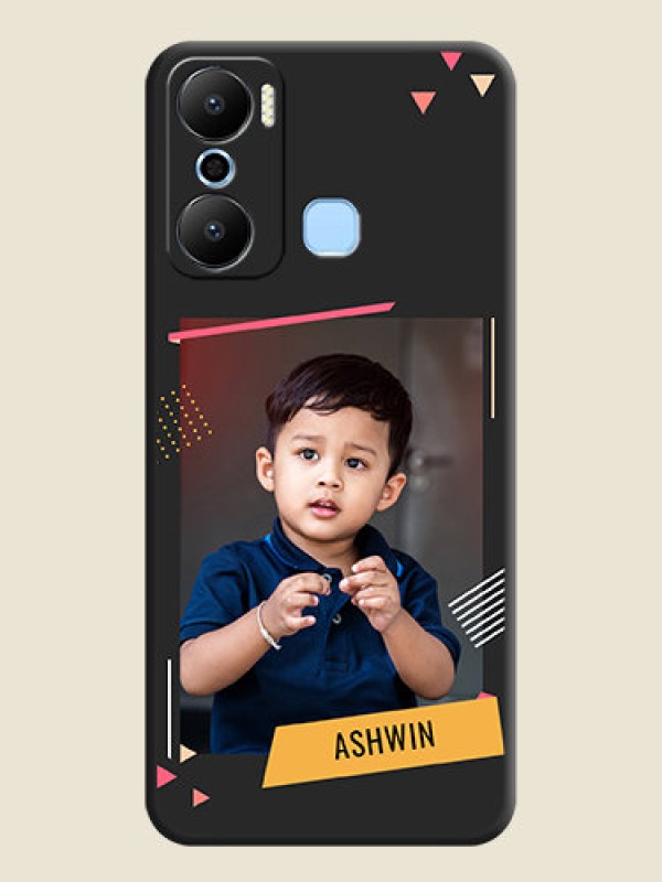 Custom Photo Frame with Triangle Small Dots - Photo on Space Black Soft Matte Back Cover - Infinix Hot 20 Play