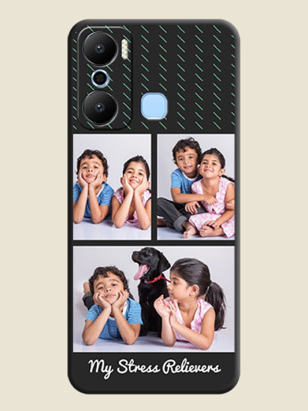 Custom Cross Dotted Pattern with 2 Image Holder on Personalised Space Black Soft Matte Cases - Infinix Hot 20 Play