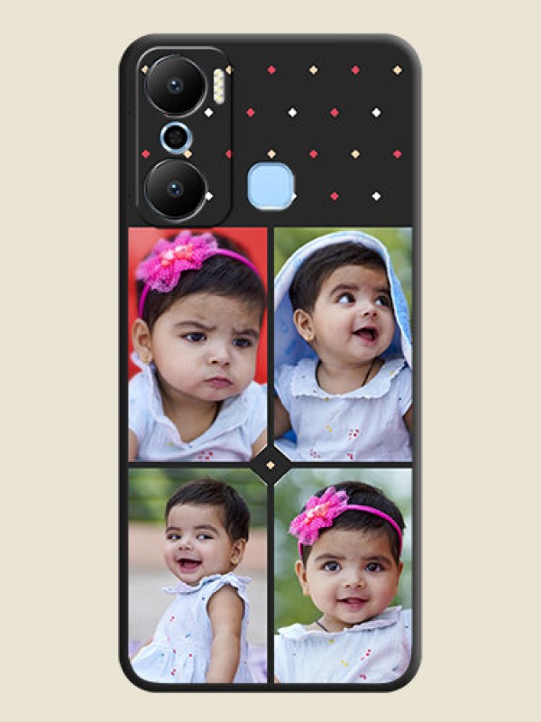 Custom Multicolor Dotted Pattern with 4 Image Holder on Space Black Custom Soft Matte Phone Cases - Infinix Hot 20 Play