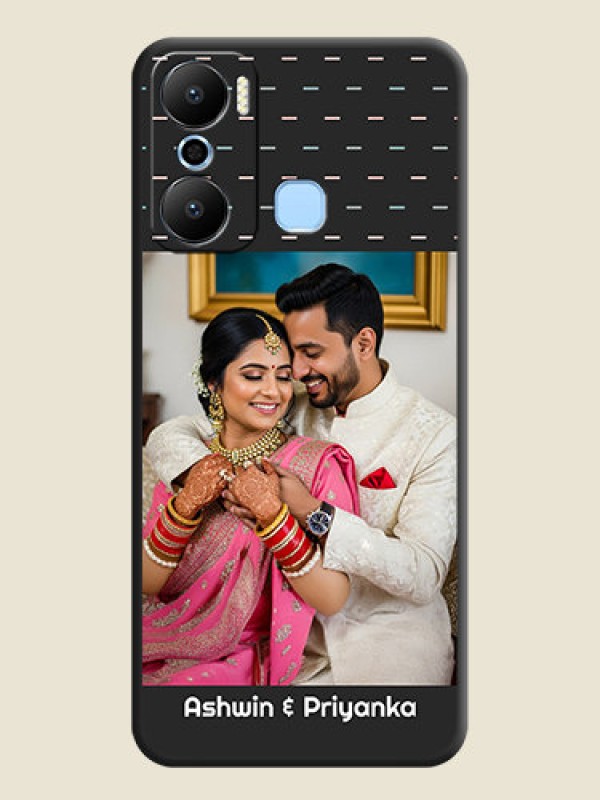 Custom Line Pattern Design with Text on Space Black Custom Soft Matte Phone Back Cover - Infinix Hot 20 Play