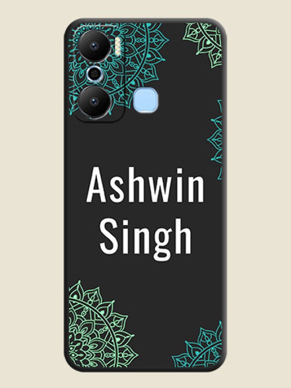 Custom Your Name with Floral Design on Space Black Custom Soft Matte Back Cover - Infinix Hot 20 Play