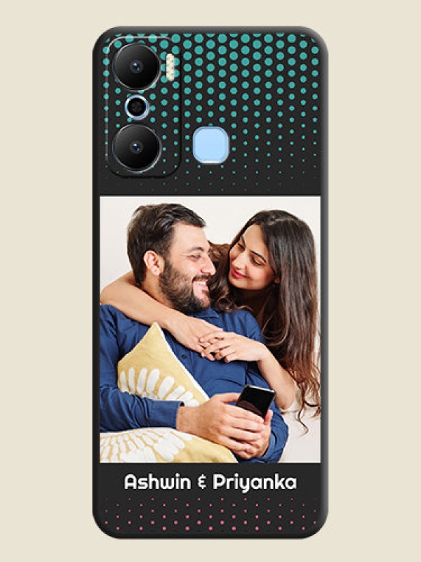 Custom Faded Dots with Grunge Photo Frame and Text on Space Black Custom Soft Matte Phone Cases - Infinix Hot 20 Play