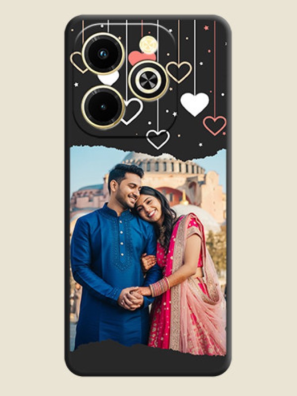 Custom Love Hangings with Splash Wave Picture On Space Black Custom Soft Matte Mobile Back Cover - Infinix Hot 40i