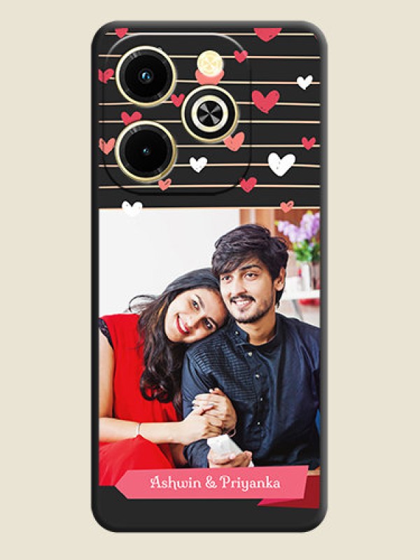 Custom Love Pattern with Name on Pink Ribbon on Photo On Space Black Custom Soft Matte Mobile Back Cover - Infinix Hot 40i