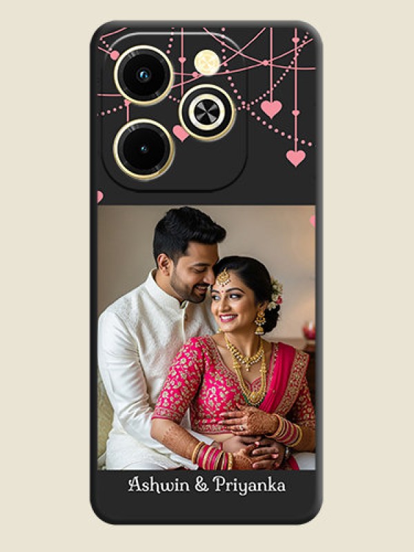 Custom Pink Love Hangings with Text On Space Black Custom Soft Matte Mobile Back Cover - Infinix Hot 40i