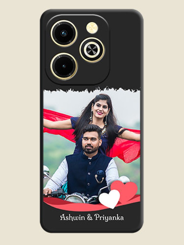 Custom Pin Color Love Shaped Ribbon Design with Text On Space Black Custom Soft Matte Mobile Back Cover - Infinix Hot 40i