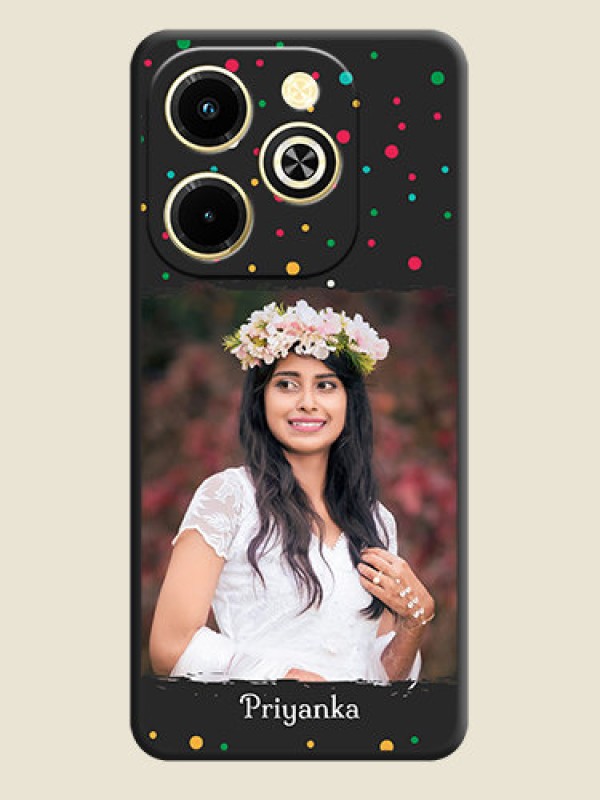 Custom Multicolor Dotted Pattern with Text On Space Black Custom Soft Matte Mobile Back Cover - Infinix Hot 40i