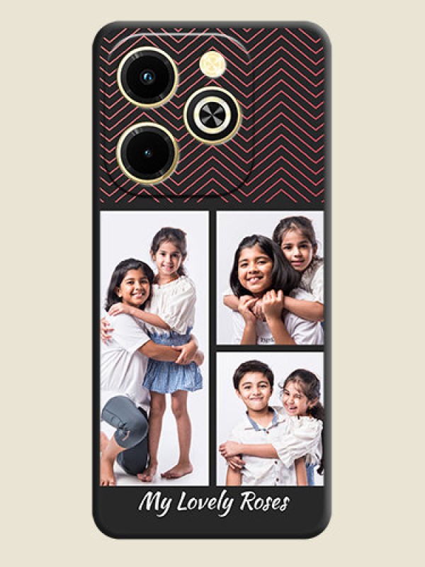 Custom Wave Pattern with 3 Image Holder On Space Black Custom Soft Matte Mobile Back Cover - Infinix Hot 40i