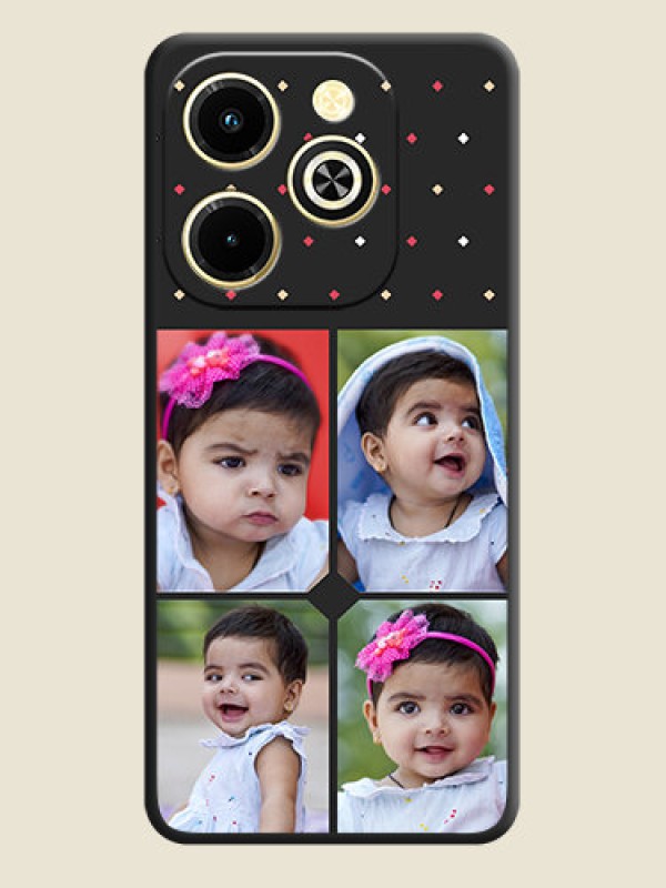 Custom Multicolor Dotted Pattern with 4 Image Holder On Space Black Custom Soft Matte Mobile Back Cover - Infinix Hot 40i