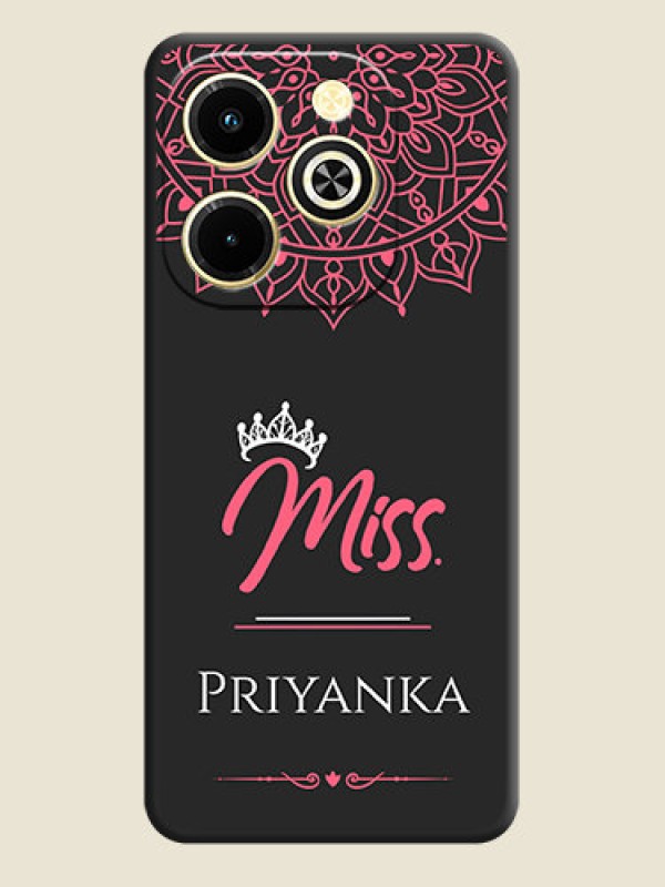 Custom Mrs Name with Floral Design On Space Black Custom Soft Matte Mobile Back Cover - Infinix Hot 40i