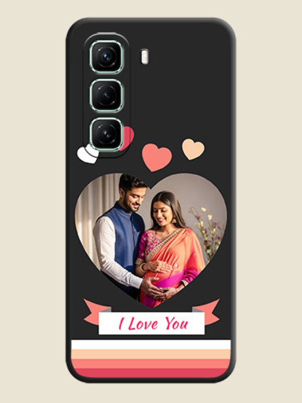 Custom Love Shaped Photo with Colorful Stripes On Space Black Custom Soft Matte Mobile Back Cover - Infinix Hot 50 5G